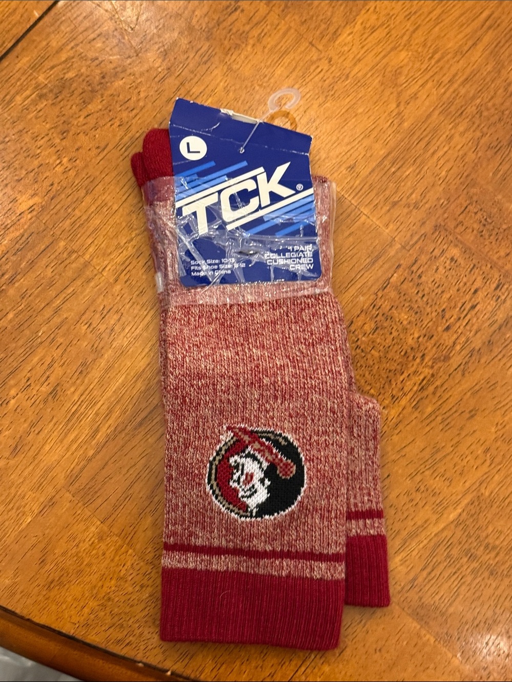 TC Men's Maroon Heather Crew Socks with Team Logo